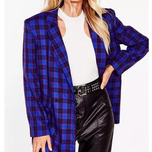 Nasty Gal Check Oversized Shoulder Pad Blazer - NWT
